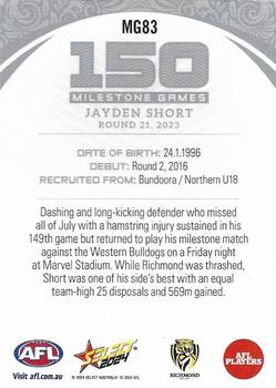 2024 Select AFL Footy Stars - Milestone Games #MG83 Jayden Short Back